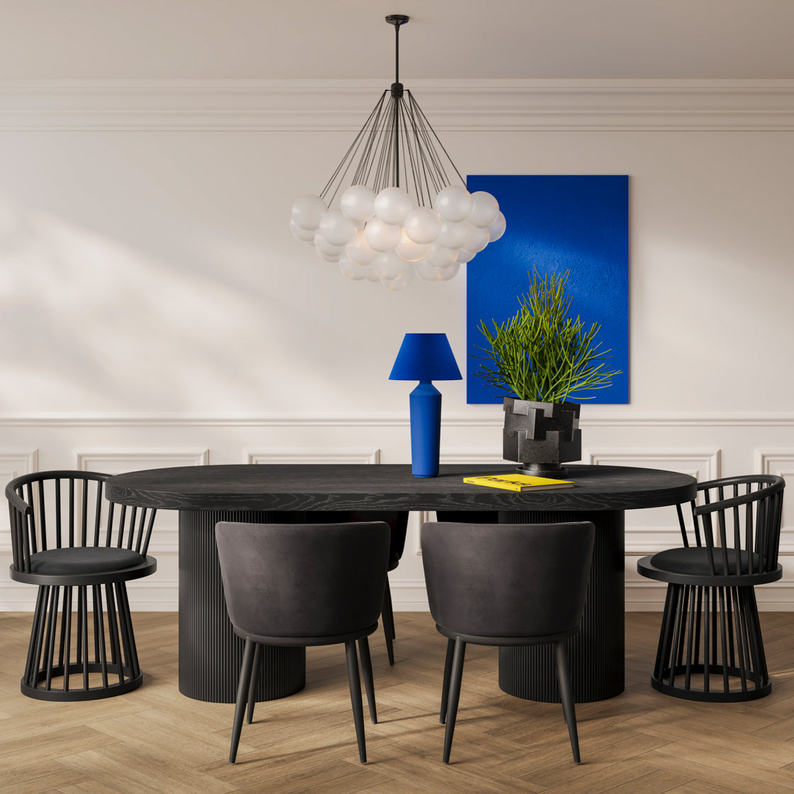 Lina Black Velvet & Black Dining Chair